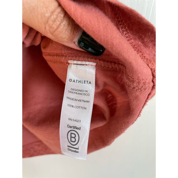 Athleta Organic Daily Crew t shirt orange snake print short sleeve. top Size M - Picture 5 of 6